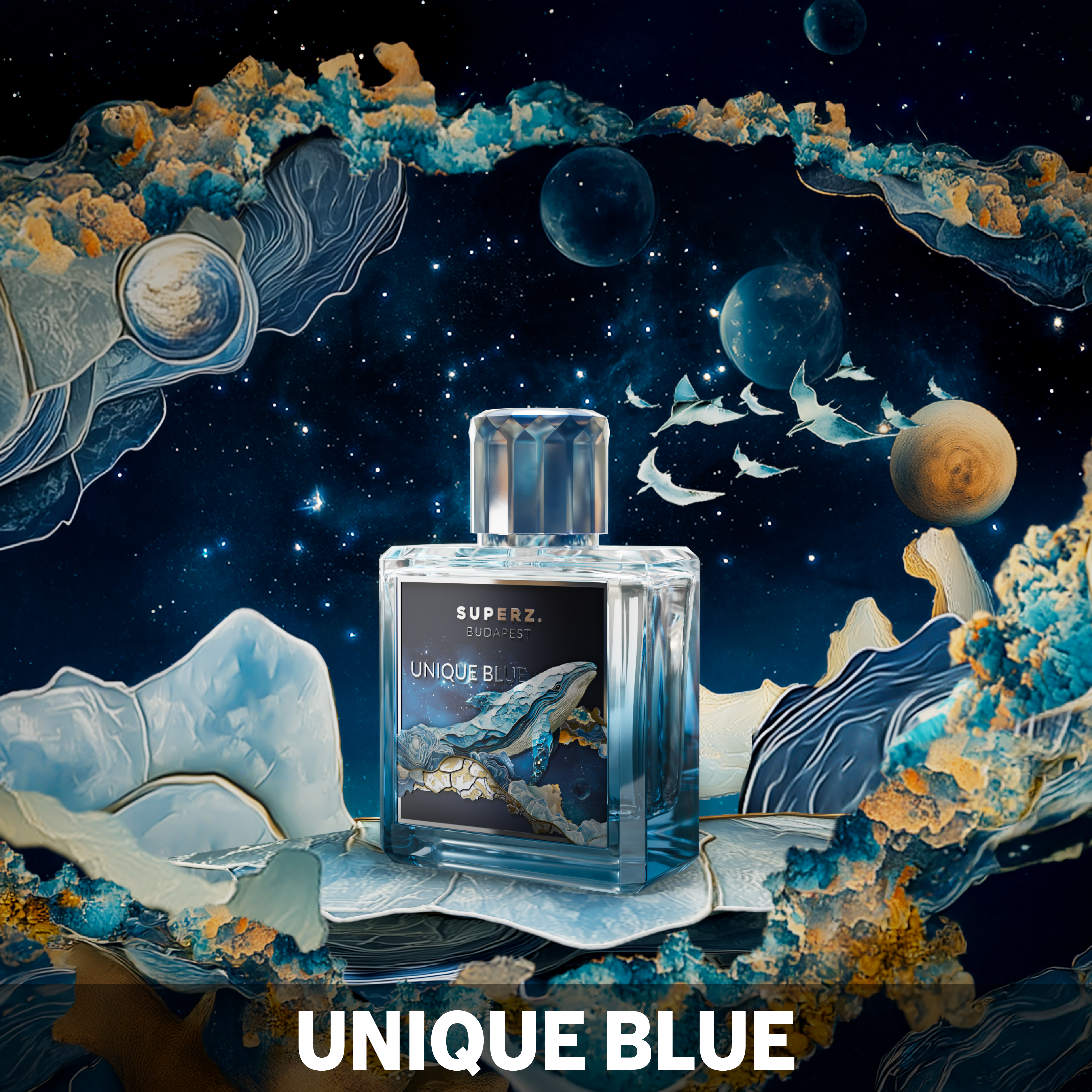 Unique Blue by Superz, original fragrance bottle